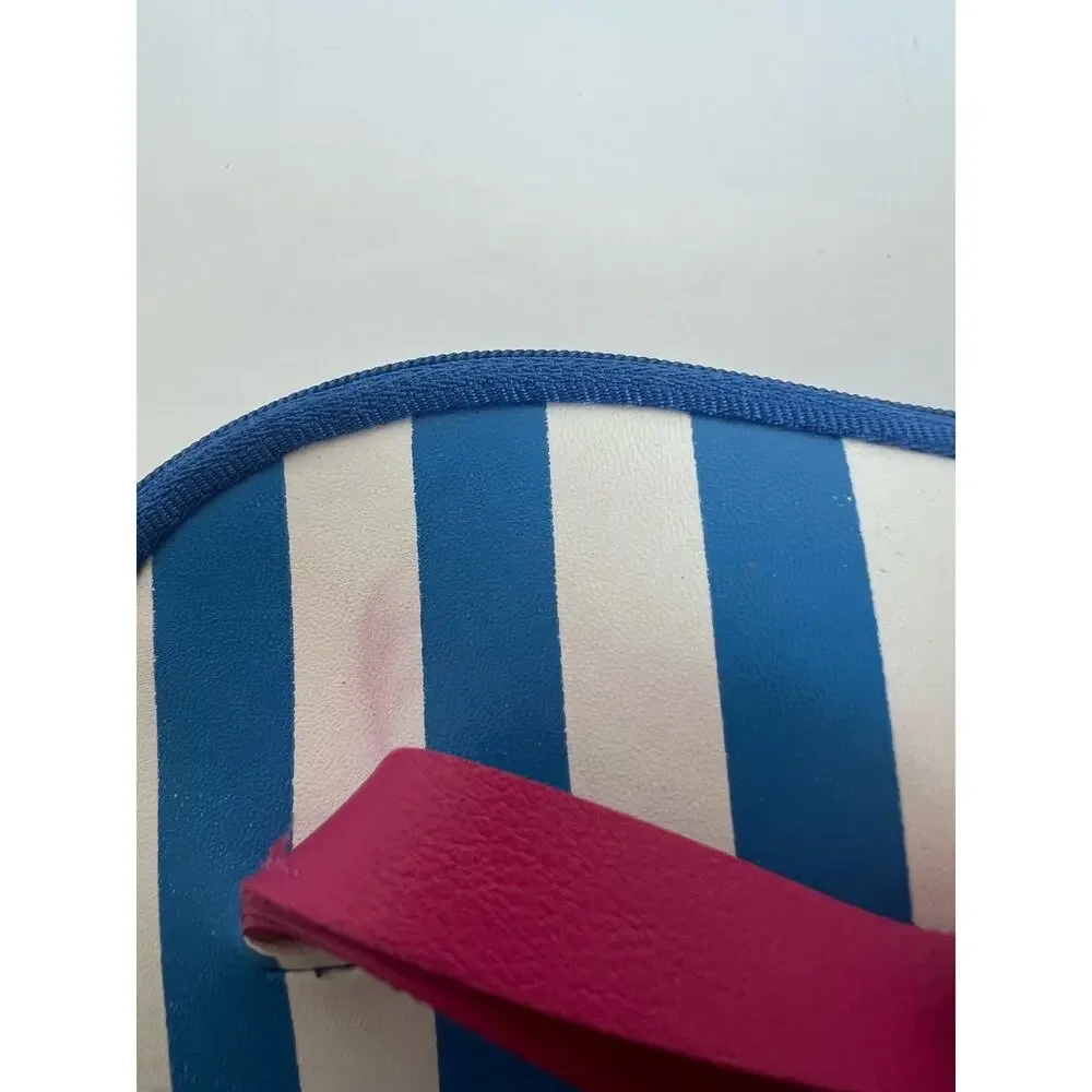 NEW Betsey Johnson Blue White Stripe  FlipFlop Sunglasses Cosmetic Wallet‎